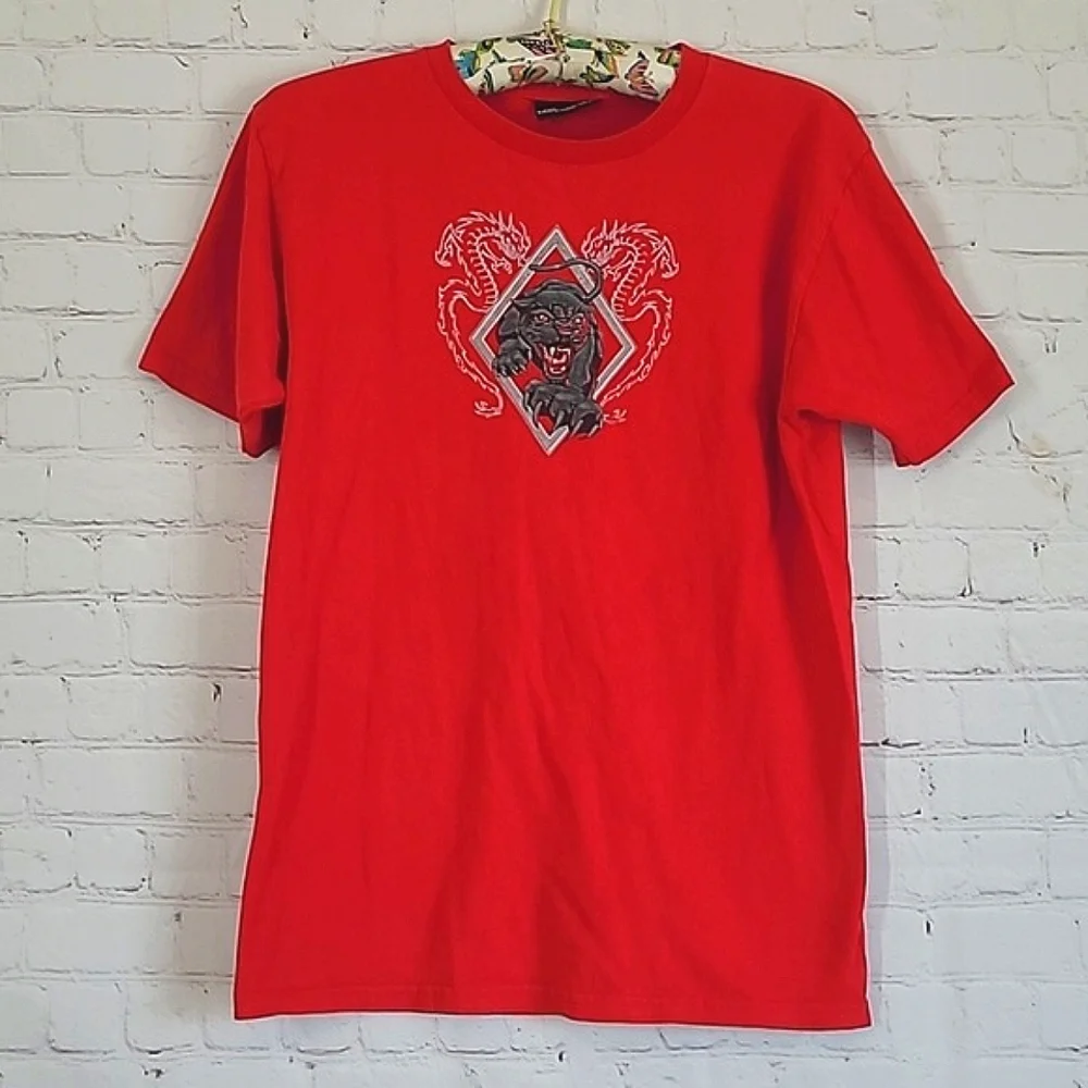 Vintage Y2K No Boundaries Chili Pepper Red Tattoo Jaguar Print Tee Tshirt Size S - Picture 2 of 15